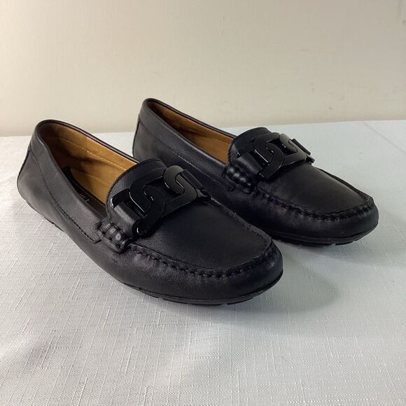 VanEli Women's Black Leather Loafers Size 6 - Picture 1 of 9